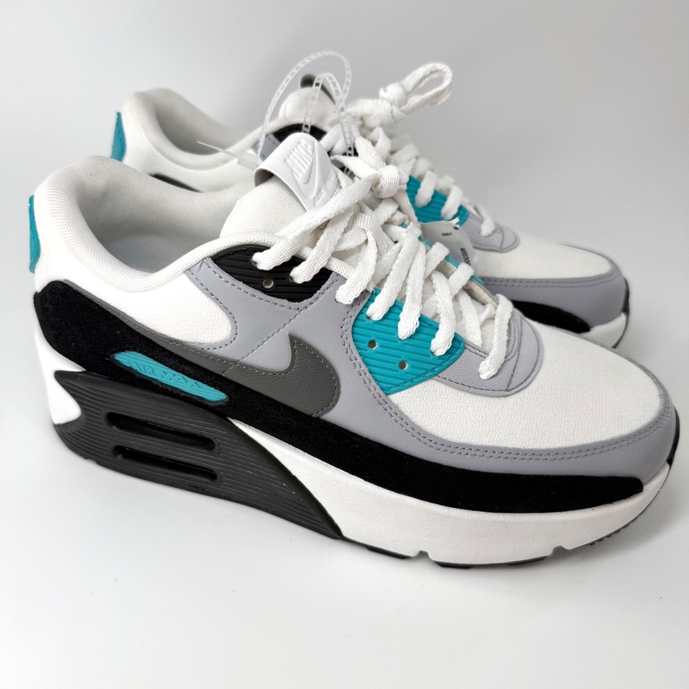 Nike Air Max 90 LV8 Black Grey White Teal Platform Sneakers Womens Size 10 NWOB